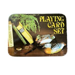 VTG 1970s Mallard Duck Playing Card Tin Box Damaged Hinge